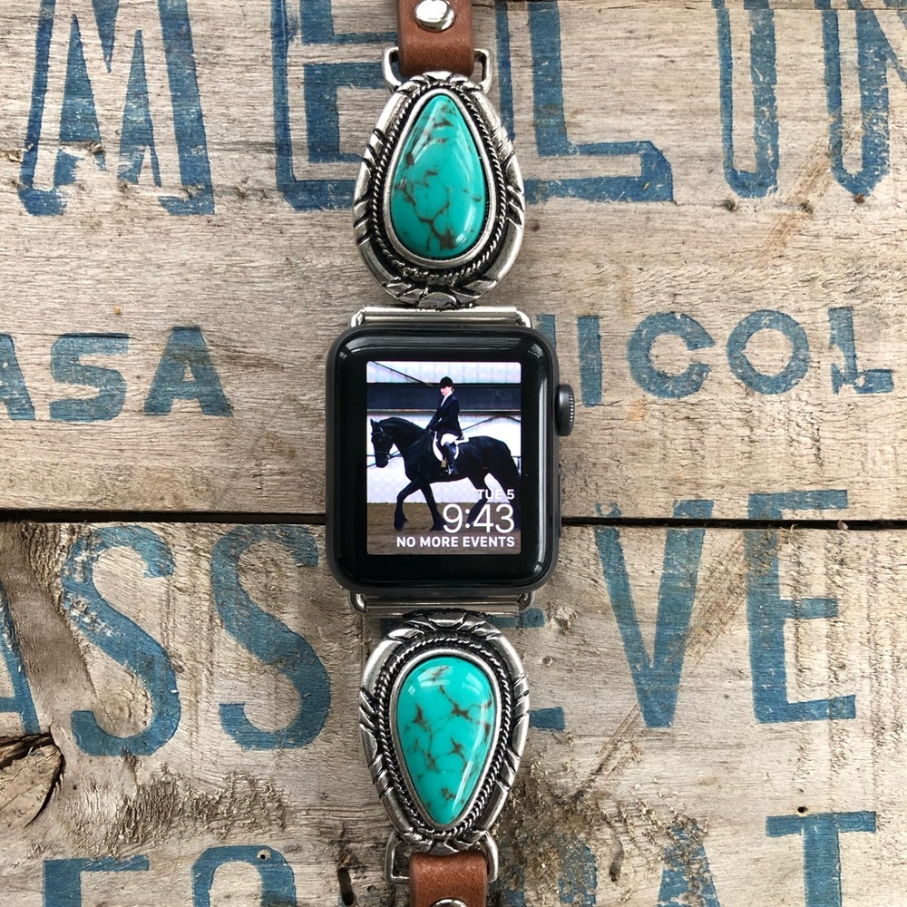 Apple watch band western turquoise stone